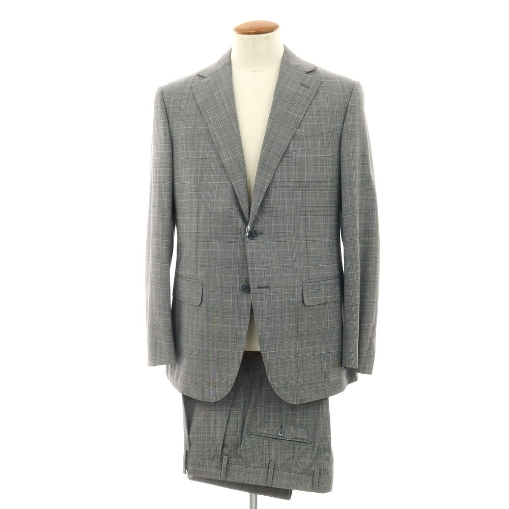 【新品】ラバッツォーロ RAVAZZOLO Super130’S ウール グレンチェック 2つボタンスーツ グレー【サイズ48】【 状態ランクN 】【 メンズ 】