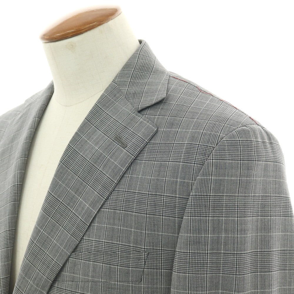 【新品】ラバッツォーロ RAVAZZOLO Super130’S ウール グレンチェック 2つボタンスーツ グレー【サイズ48】【 状態ランクN 】【 メンズ 】