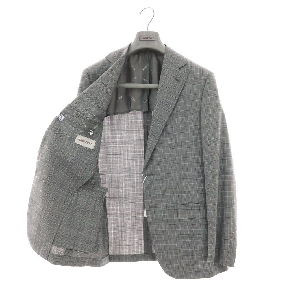【新品】ラバッツォーロ RAVAZZOLO Super130’S ウール グレンチェック 2つボタンスーツ グレー【サイズ48】【 状態ランクN 】【 メンズ 】