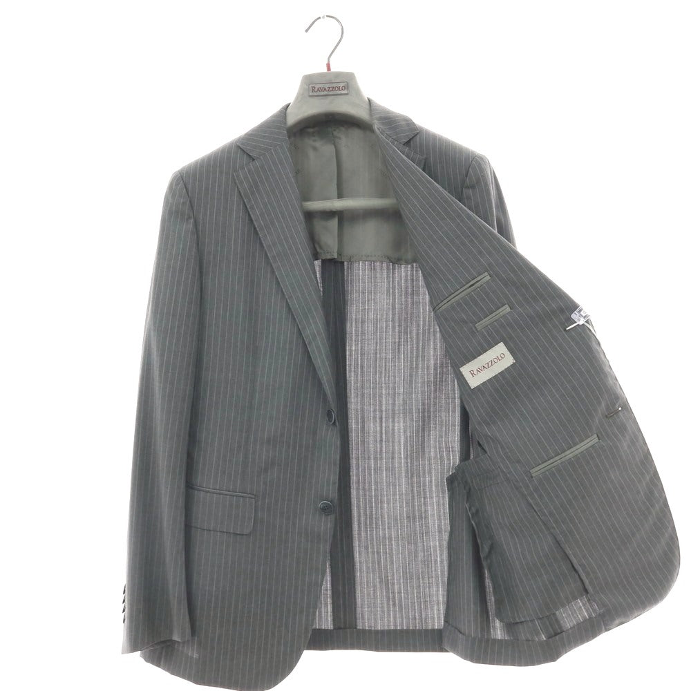 【新品】ラバッツォーロ RAVAZZOLO Super120’S ウール ストライプ 2つボタンスーツ グレー【サイズ48】【 状態ランクN 】【 メンズ 】