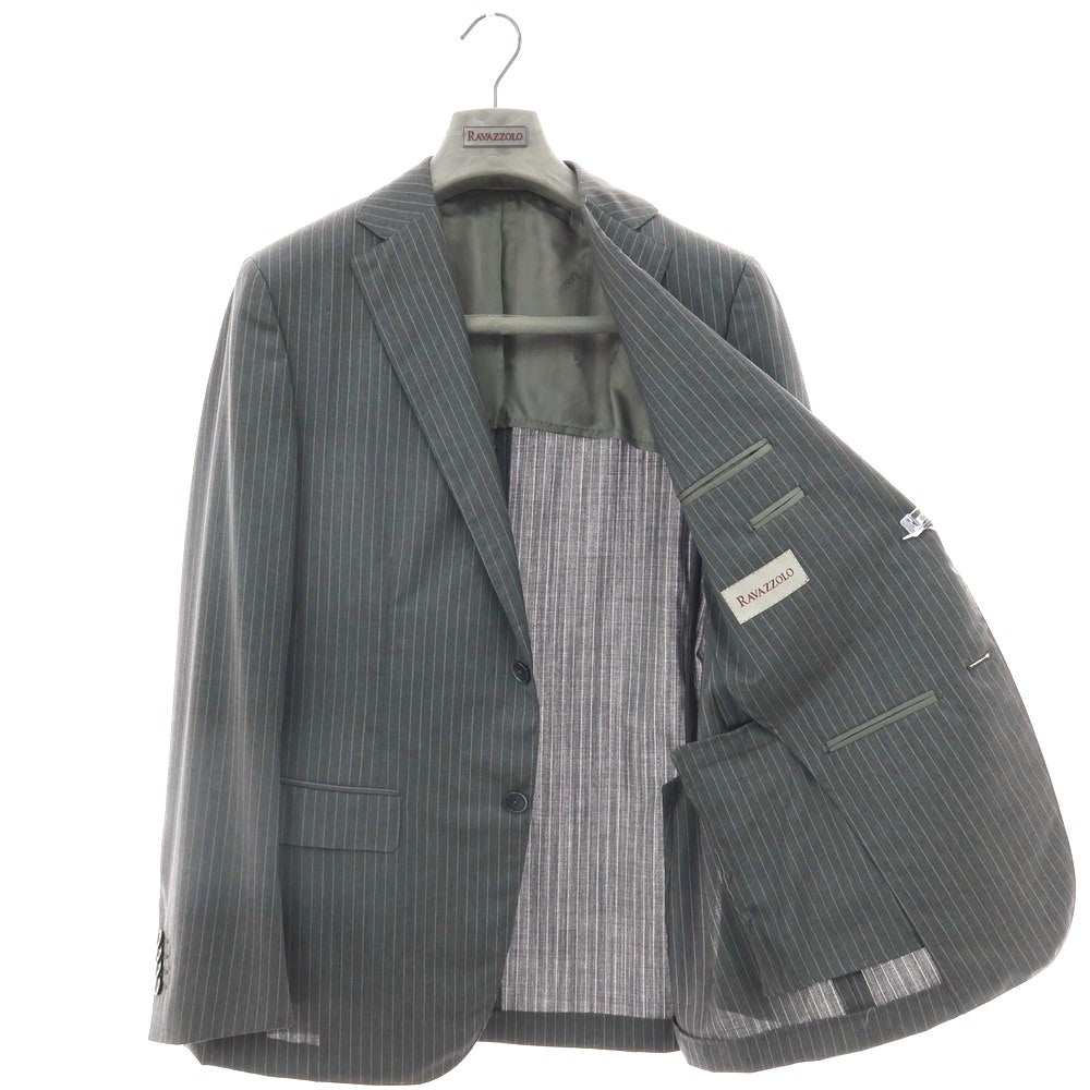 【新品】ラバッツォーロ RAVAZZOLO Super120’S ウール ストライプ 2つボタンスーツ グレー【サイズ50】【 状態ランクN 】【 メンズ 】