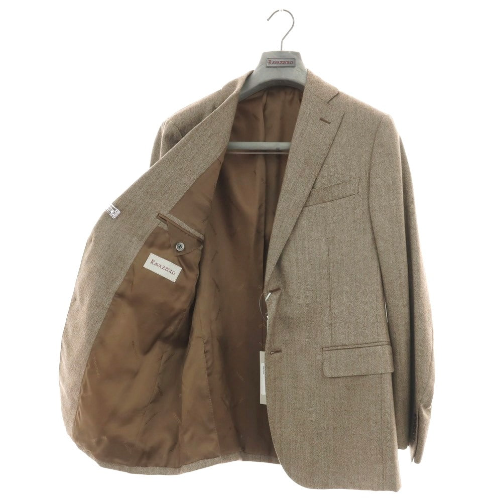 【新品】ラバッツォーロ RAVAZZOLO カシミヤ ヘリンボーン 2B テーラードジャケット ブラウン【サイズ48】【 状態ランクN 】【 メンズ 】