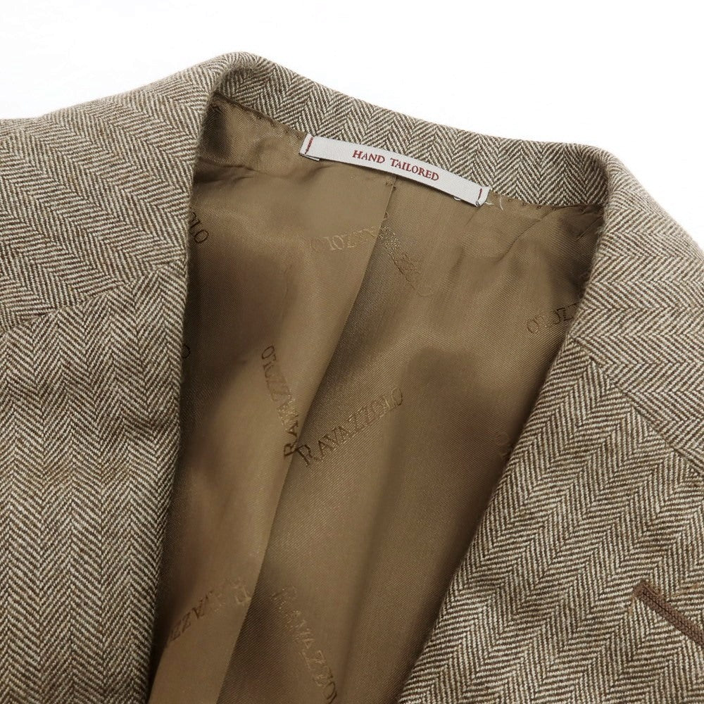 【新品】ラバッツォーロ RAVAZZOLO カシミヤ ヘリンボーン 2B テーラードジャケット ブラウン【サイズ48】【 状態ランクN 】【 メンズ 】