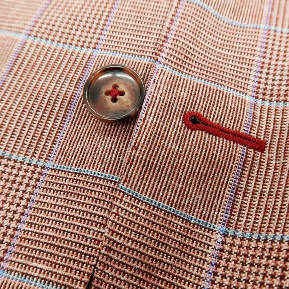 【新品】ラバッツォーロ RAVAZZOLO ウールシルクリネン グレンチェック 2B テーラードジャケット レッド系【サイズ52】【 状態ランクN 】【 メンズ 】