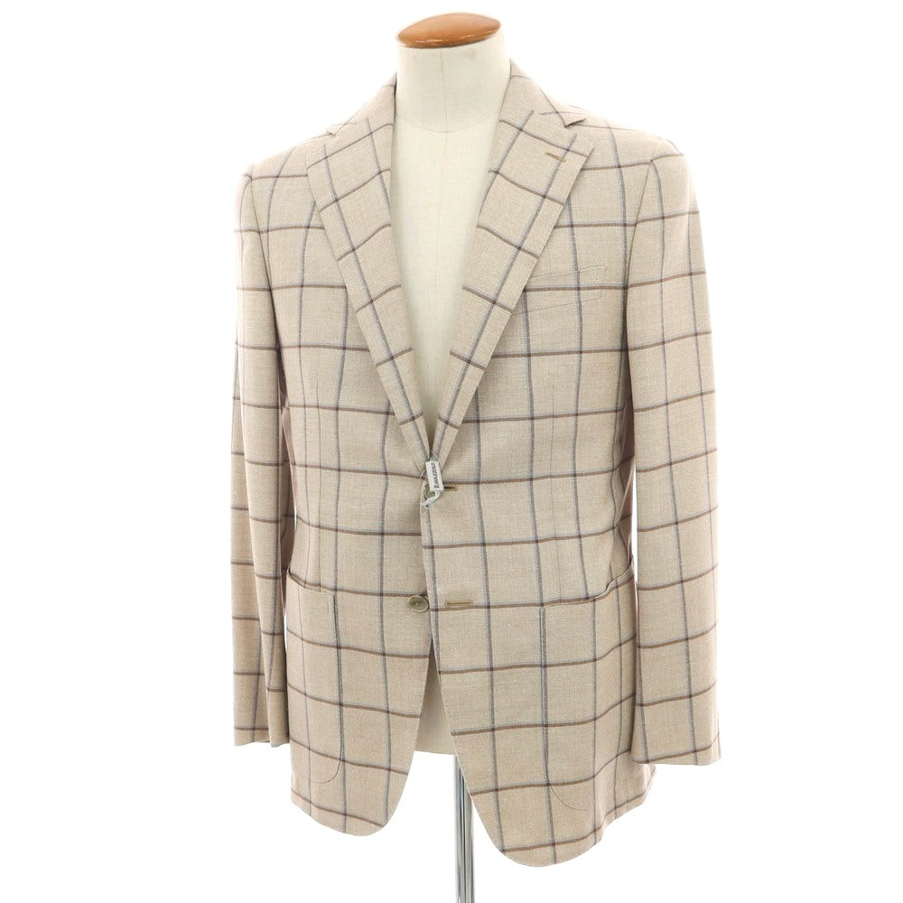 【新品】ラバッツォーロ RAVAZZOLO ウールシルク チェック 2B テーラードジャケット ベージュ【サイズ48】【 状態ランクN 】【 メンズ 】