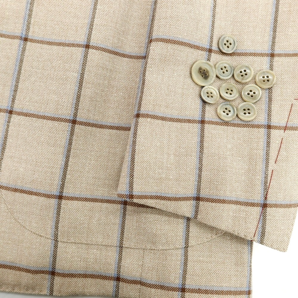 【新品】ラバッツォーロ RAVAZZOLO ウールシルク チェック 2B テーラードジャケット ベージュ【サイズ52】【 状態ランクN 】【 メンズ 】