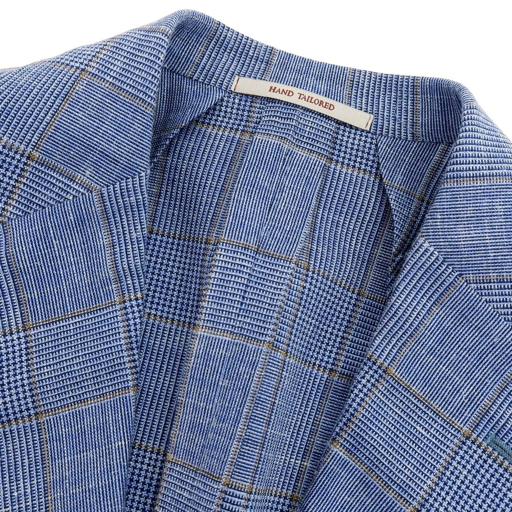 【新品】ラバッツォーロ RAVAZZOLO ウールシルクリネン グレンチェック 2B テーラードジャケット ライトブルー【サイズ48】【 状態ランクN 】【 メンズ 】