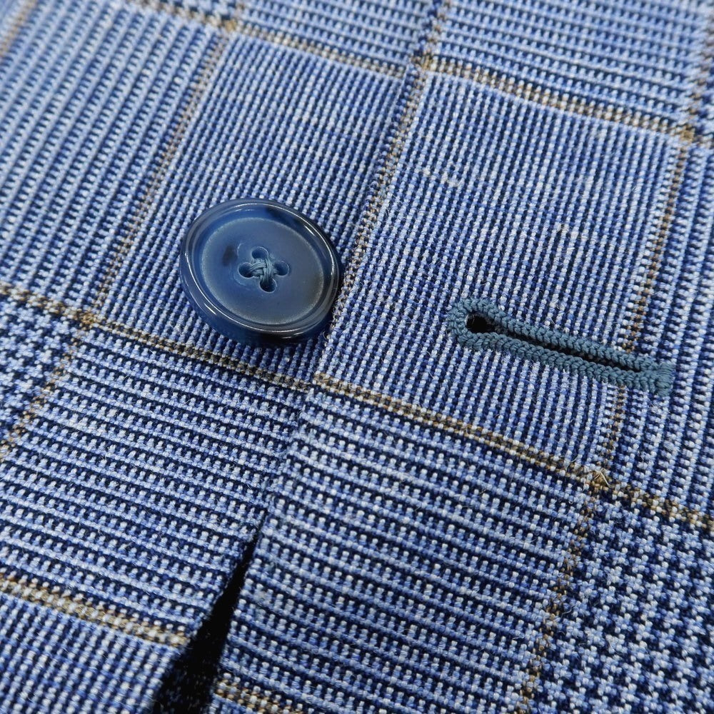 【新品】ラバッツォーロ RAVAZZOLO ウールシルクリネン グレンチェック 2B テーラードジャケット ライトブルー【サイズ48】【 状態ランクN 】【 メンズ 】