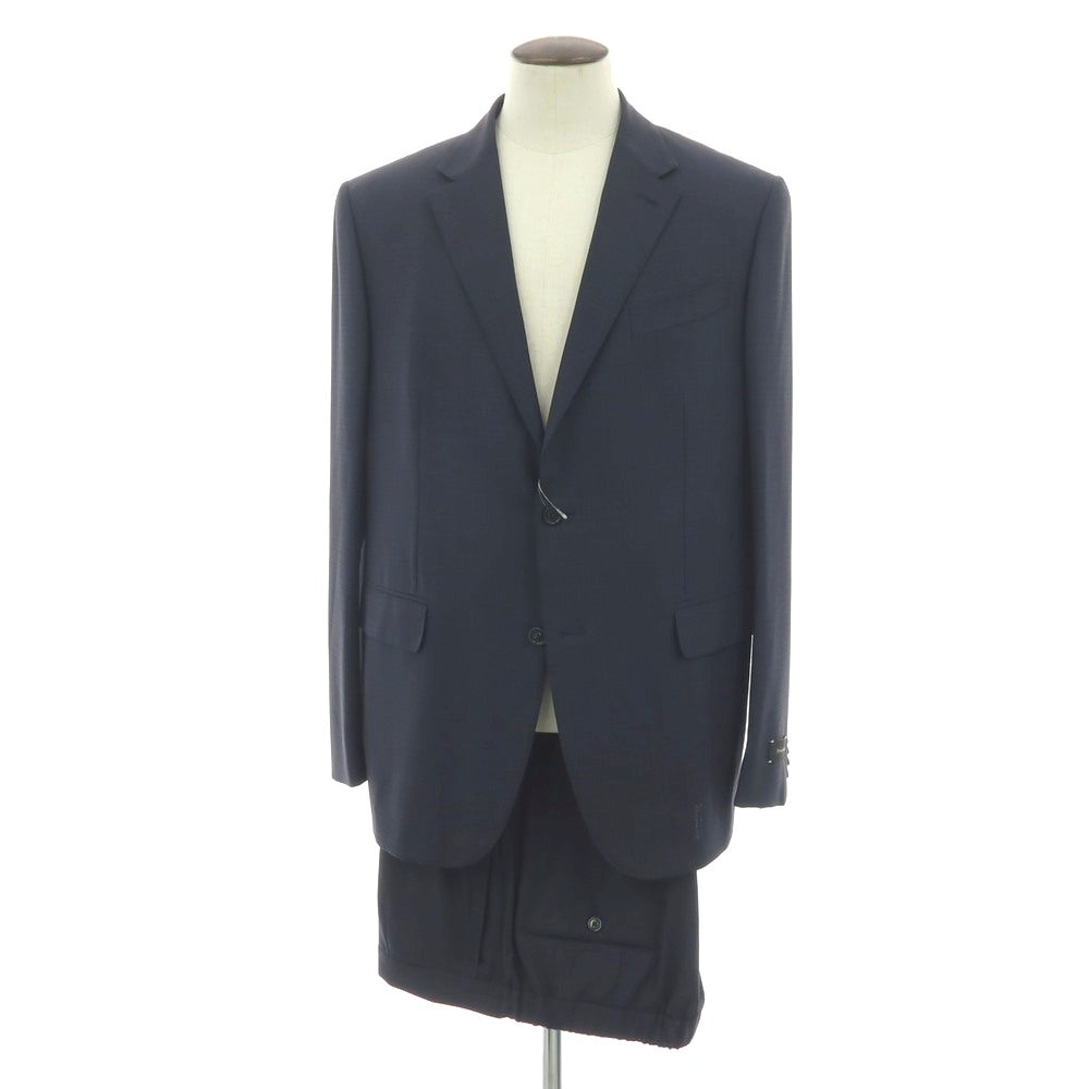 【新品】エルメネジルドゼニア Ermenegildo Zegna HIGH PERFORMANCE PACKAWAY ウール チェック 2つボタンスーツ ダークネイビー【サイズ56】【 状態ランクN 】【 メンズ 】