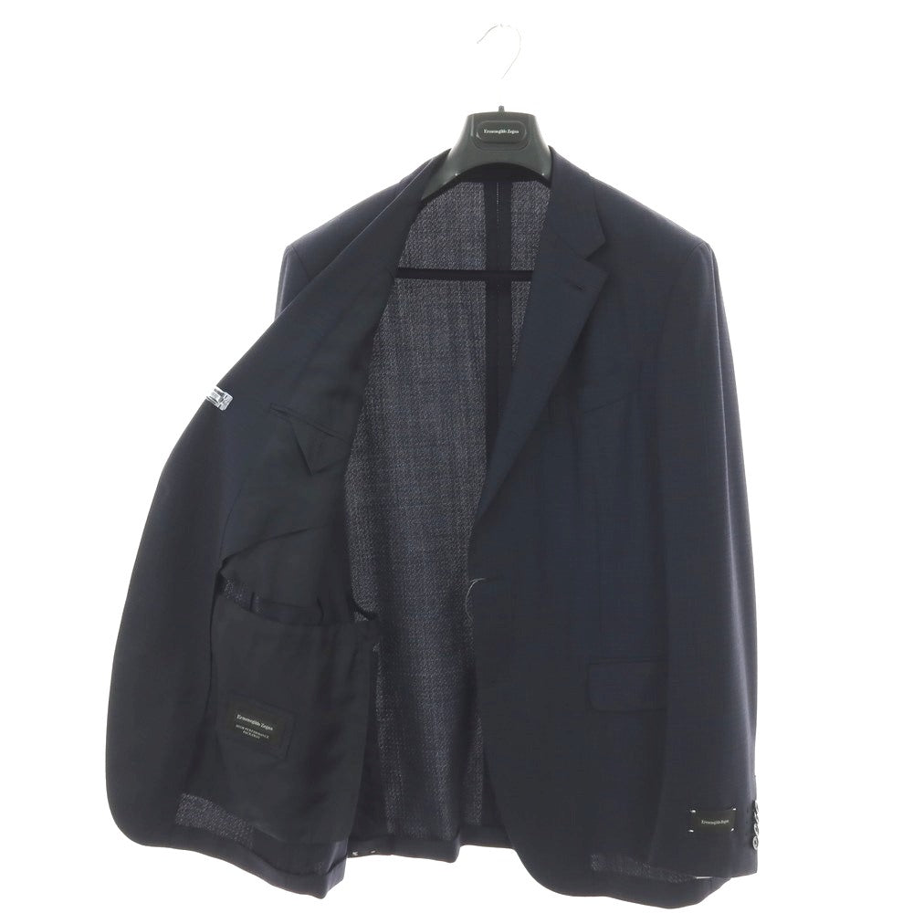 【新品】エルメネジルドゼニア Ermenegildo Zegna HIGH PERFORMANCE PACKAWAY ウール チェック 2つボタンスーツ ダークネイビー【サイズ56】【 状態ランクN 】【 メンズ 】