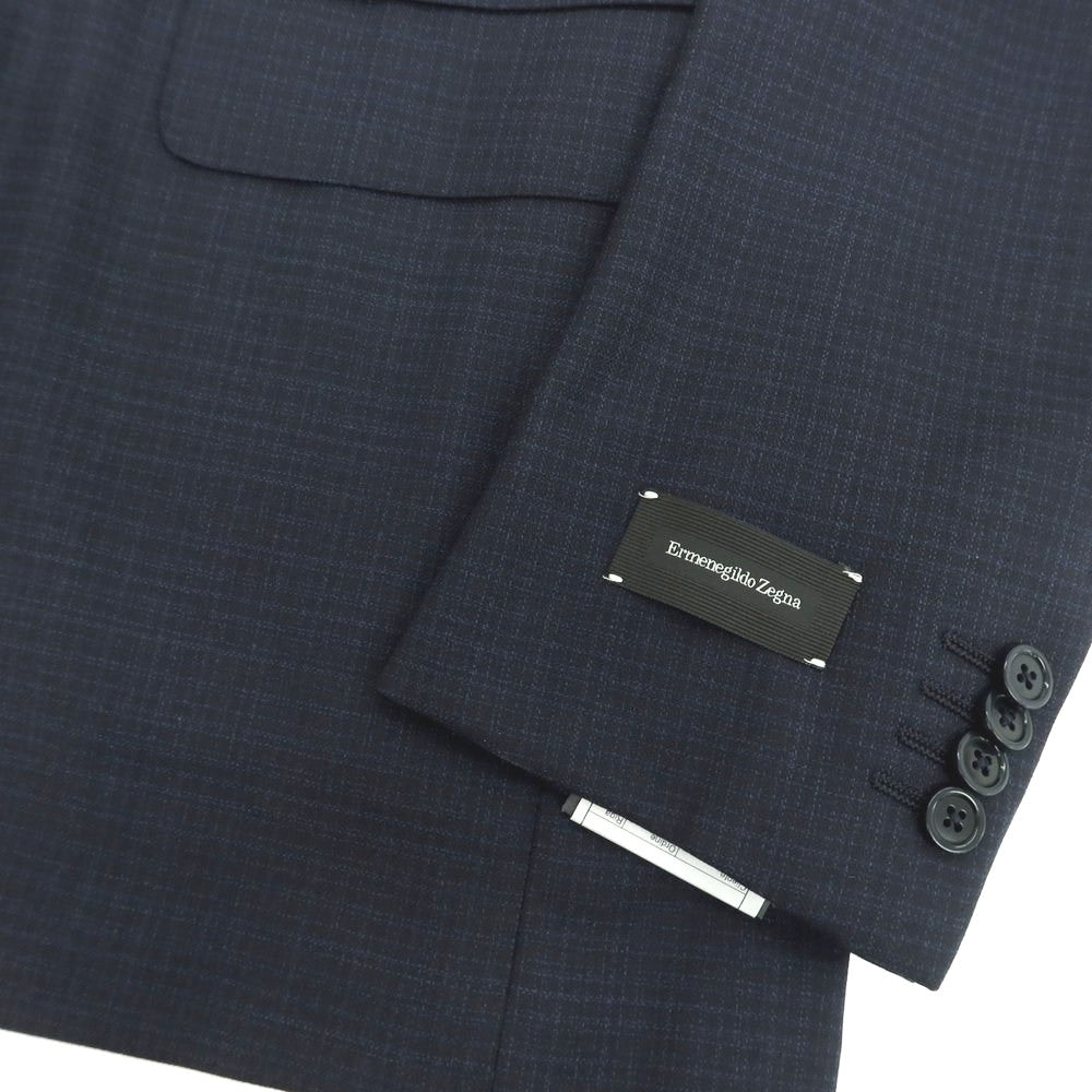 【新品】エルメネジルドゼニア Ermenegildo Zegna HIGH PERFORMANCE PACKAWAY ウール チェック 2つボタンスーツ ダークネイビー【サイズ56】【 状態ランクN 】【 メンズ 】