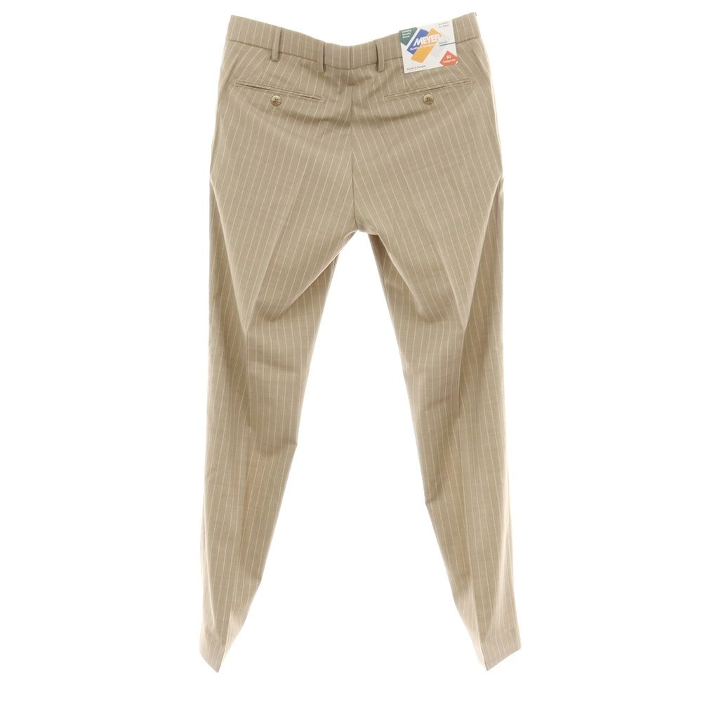 【新品】メイヤー MAYER BONN ストレッチ ポリエステルウール ストライプ ドレススラックスパンツ ベージュ系【 50 】【 状態ランクN 】【 メンズ 】