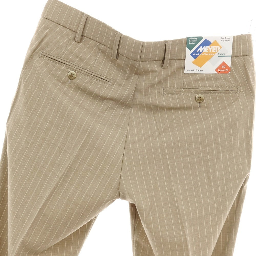 【新品】メイヤー MAYER BONN ストレッチ ポリエステルウール ストライプ ドレススラックスパンツ ベージュ系【 50 】【 状態ランクN 】【 メンズ 】