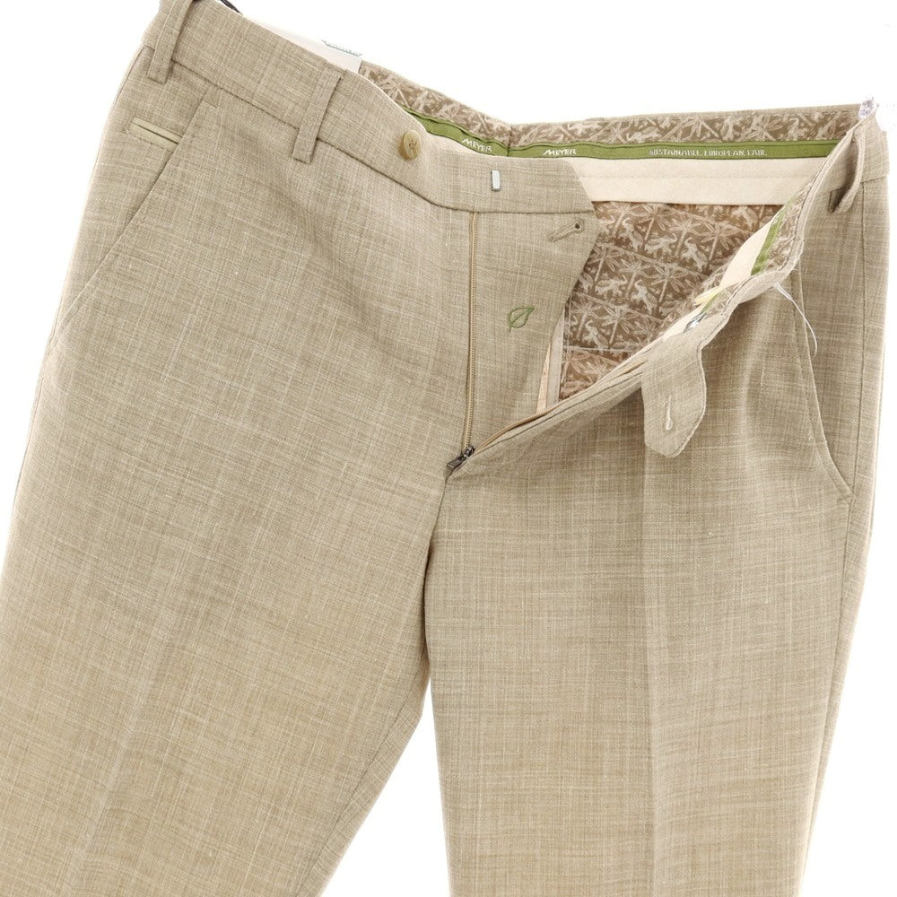 【新品】メイヤー MAYER BONN ストレッチ ポリエステルウールリネン ドレススラックスパンツ ベージュ系【 50 】【 状態ランクN 】【 メンズ 】