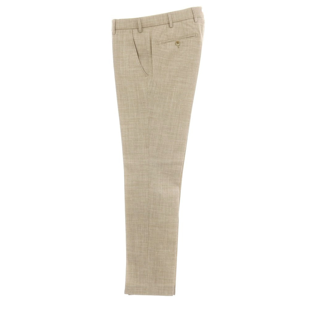 【新品】メイヤー MAYER BONN ストレッチ ポリエステルウールリネン ドレススラックスパンツ ベージュ系【 50 】【 状態ランクN 】【 メンズ 】