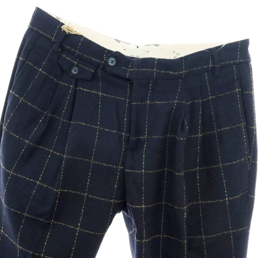 【新品】ノーラブ NO LAB SEATTLE CL アクリルポリエステルウール チェック カジュアルスラックスパンツ ネイビー【 34 】【 状態ランクN 】【 メンズ 】