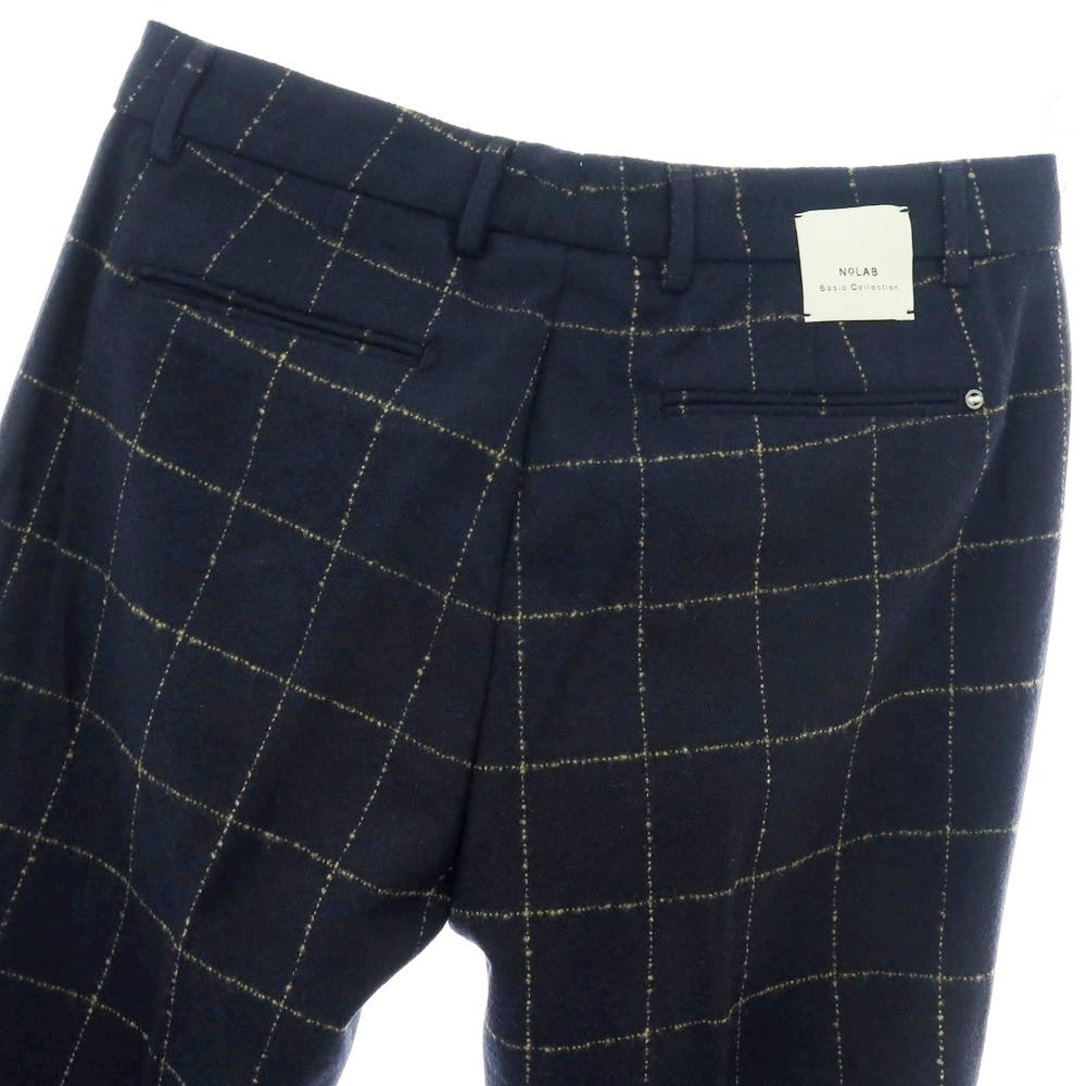 【新品】ノーラブ NO LAB SEATTLE CL アクリルポリエステルウール チェック カジュアルスラックスパンツ ネイビー【 34 】【 状態ランクN 】【 メンズ 】