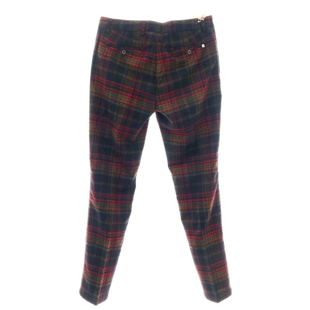 【新品】ノーラブ NO LAB MANAGER CL ウールポリエステル チェック カジュアルスラックスパンツ ブラックxレッド【 34 】【 状態ランクN 】【 メンズ 】