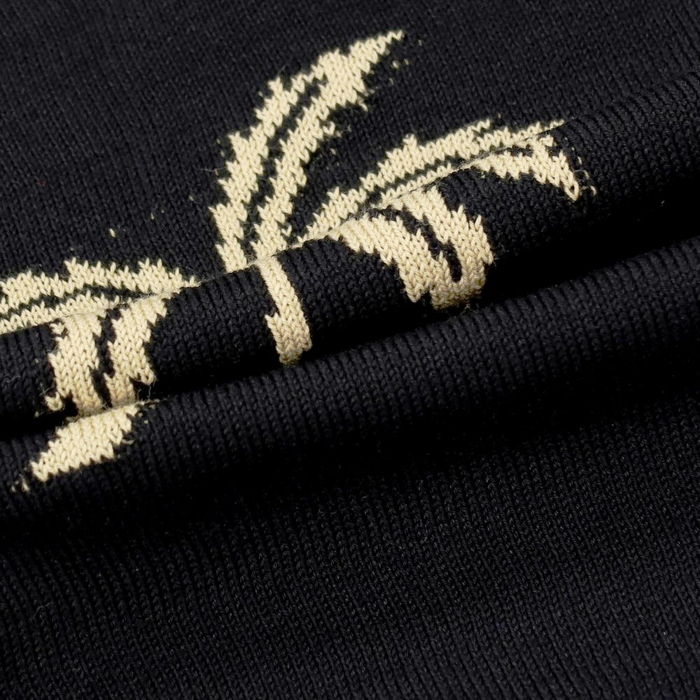 【新品】ヌメロ ヴェントゥーノ N°21 ハイゲージ コットン ヤシの木柄 クルーネック プルオーバーニット ブラック【 46 】【 状態ランクN 】【 メンズ 】