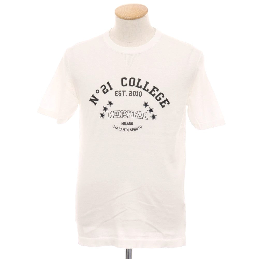 【新品アウトレット】ヌメロ ヴェントゥーノ N°21 ハイゲージ コットン クルーネック 半袖 プルオーバーニット ホワイト【 46 】【 状態ランクN- 】【 メンズ 】