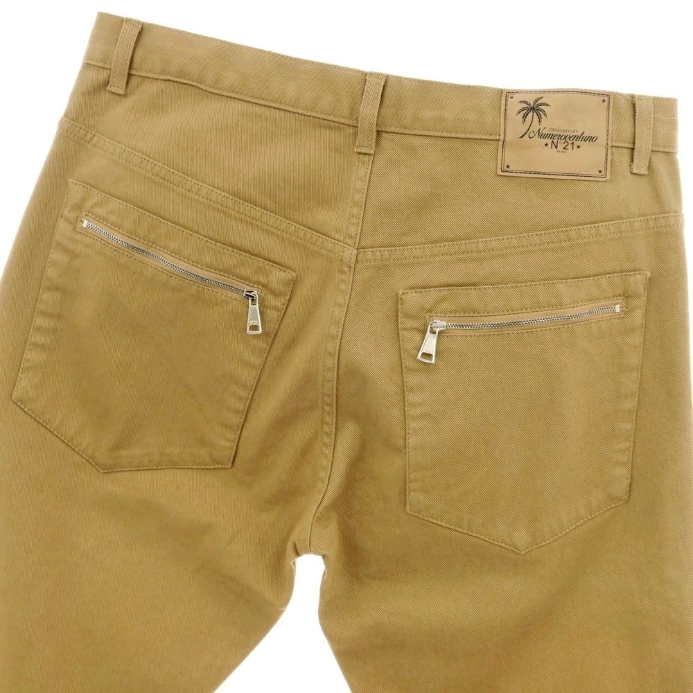 【新品】ヌメロ ヴェントゥーノ N°21 ストレッチ コットン セミフレア 5ポケットパンツ キャメルベージュ【 34 】【 状態ランクN 】【 メンズ 】