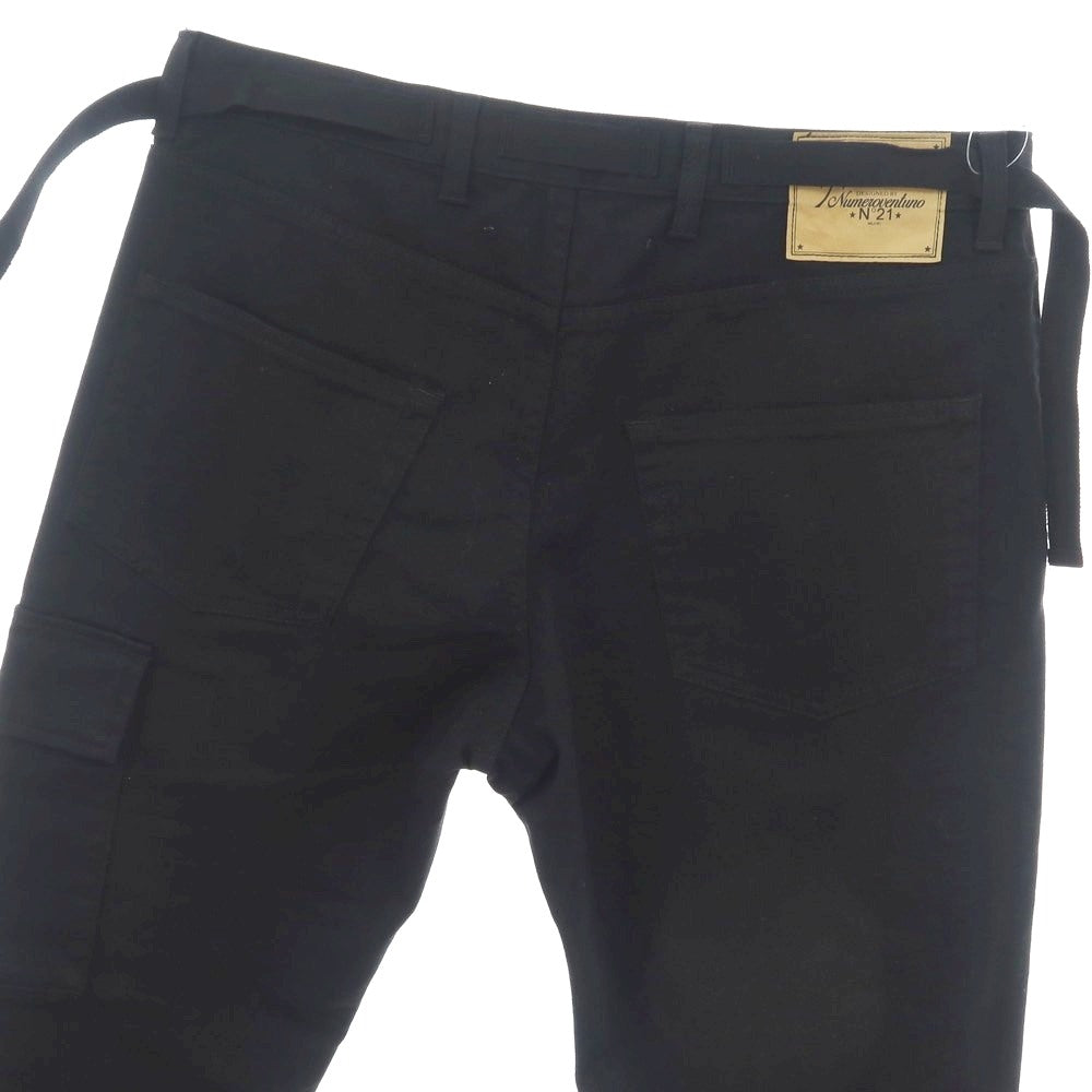 【新品】ヌメロ ヴェントゥーノ N°21 ストレッチ コットン カーゴパンツ ブラック【 48 】【 状態ランクN 】【 メンズ 】