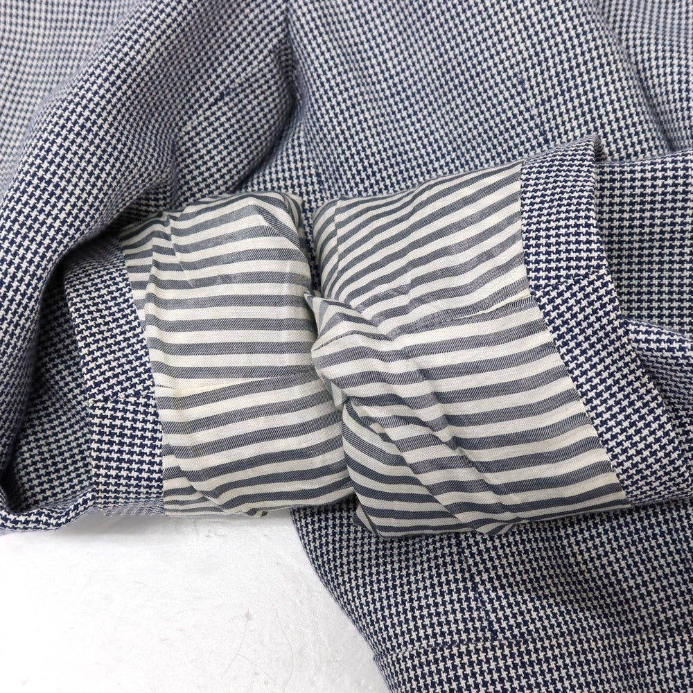 【中古】ボリオリ BOGLIOLI SOHO リネン ハウンドトゥース 3B テーラードジャケット ネイビーxホワイト【サイズ42】【 状態ランクC 】【 メンズ 】