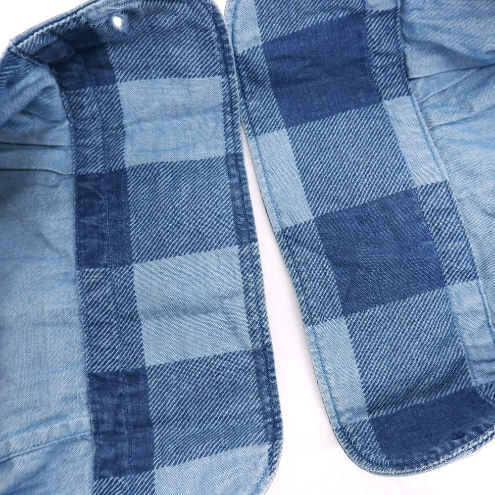 【中古】オリアン ORIAN コットン チェック ホリゾンタルカラー カジュアルシャツ ブルー系【サイズS】【 状態ランクB 】【 メンズ 】