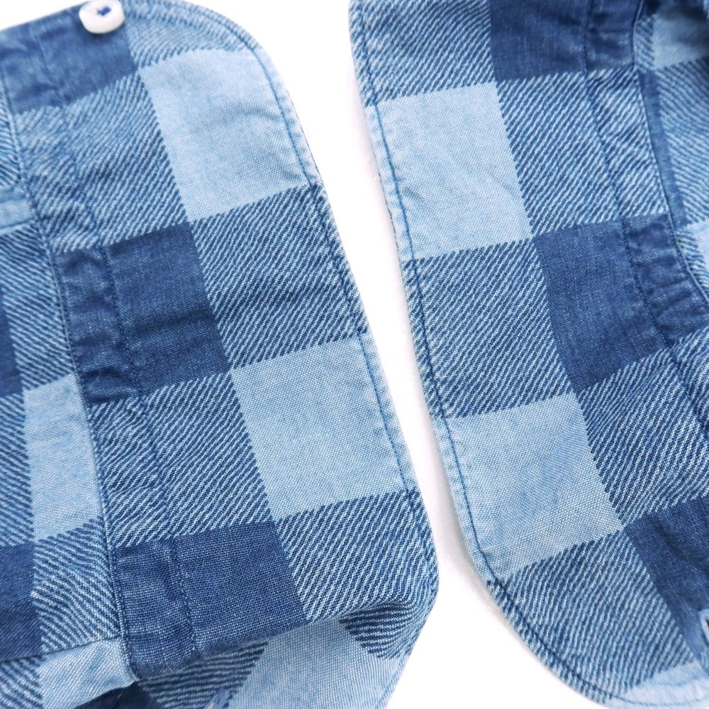 【中古】オリアン ORIAN コットン チェック ホリゾンタルカラー カジュアルシャツ ブルー系【サイズS】【 状態ランクB 】【 メンズ 】