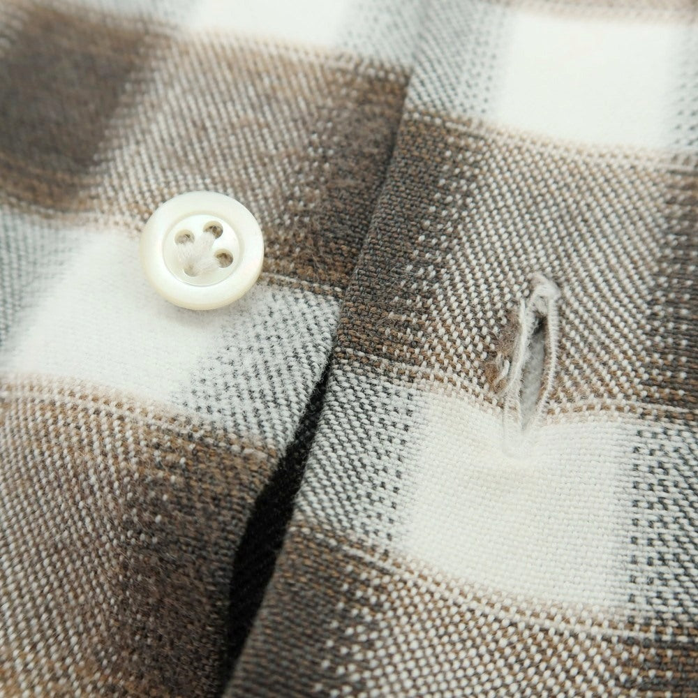 【中古】ジャンネット giannetto コットン チェック カッタウェイ カジュアルシャツ ブラウンxホワイト【サイズ36】【 状態ランクC 】【 メンズ 】