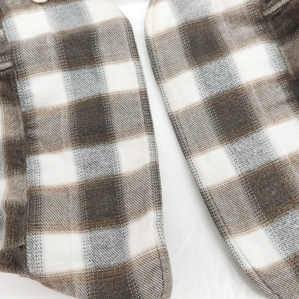 【中古】ジャンネット giannetto コットン チェック カッタウェイ カジュアルシャツ ブラウンxホワイト【サイズ36】【 状態ランクC 】【 メンズ 】