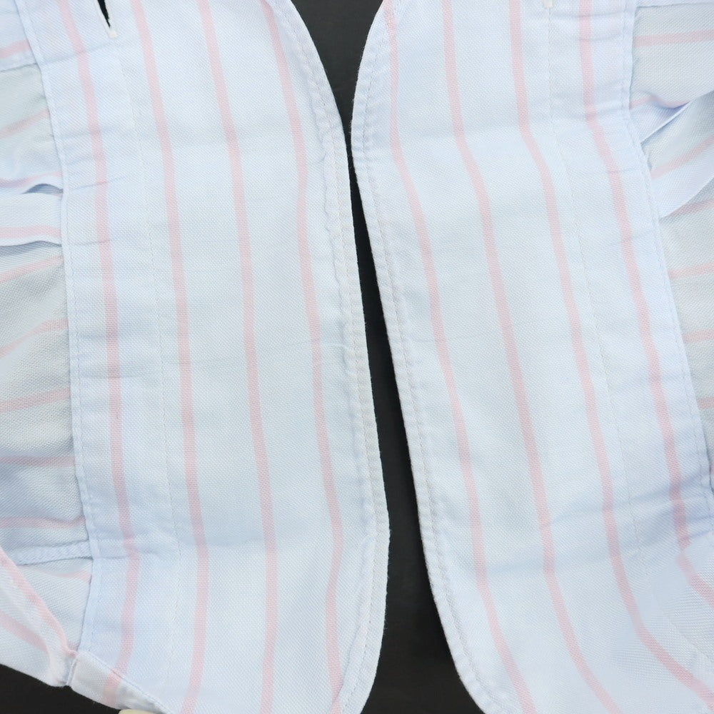 【中古】フィナモレ Finamore コットン ストライプ ホリゾンタルカラー カジュアルシャツ ライトブルーxピンク【サイズ表記なし(XS位)】【 状態ランクC 】【 メンズ 】