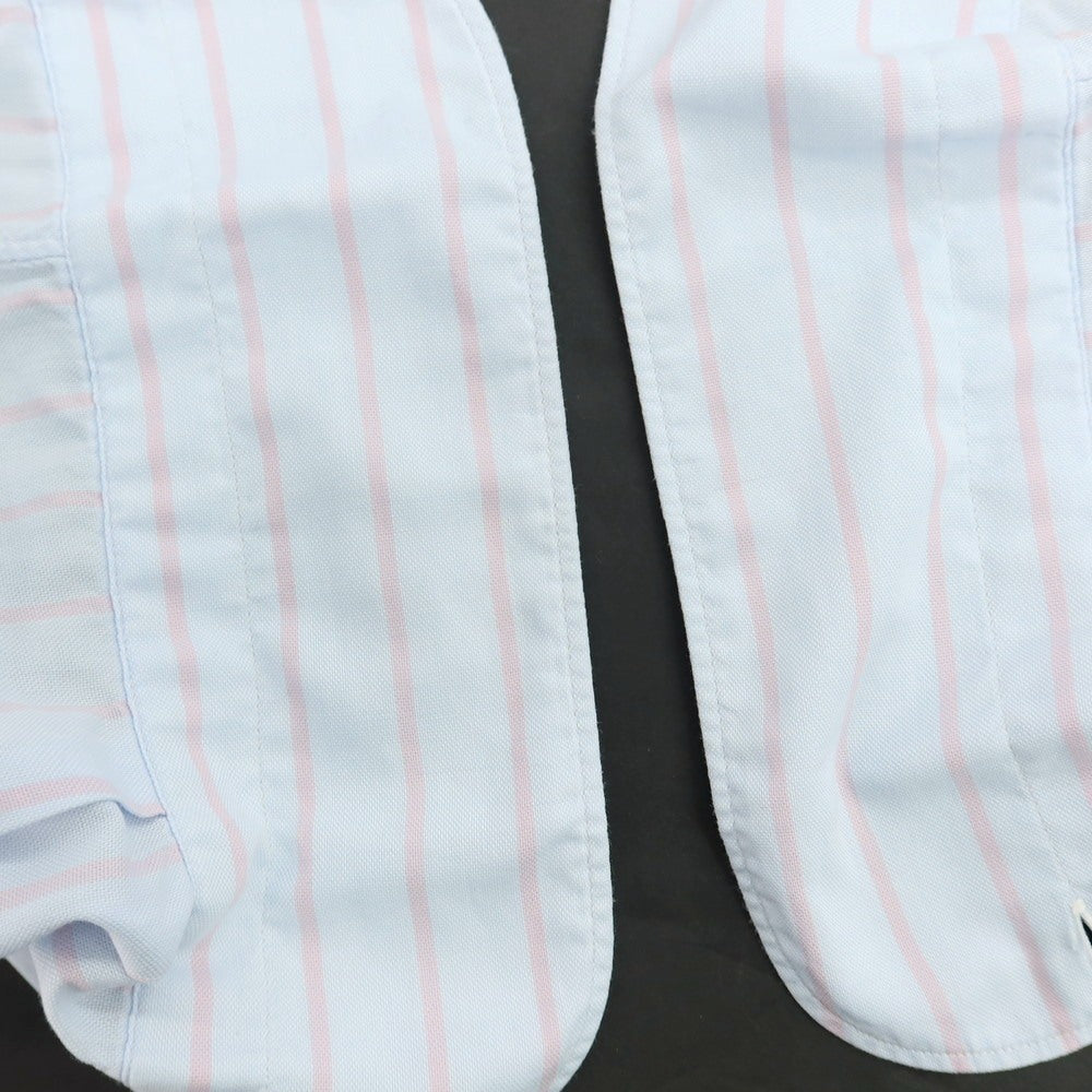 【中古】フィナモレ Finamore コットン ストライプ ホリゾンタルカラー カジュアルシャツ ライトブルーxピンク【サイズ表記なし(XS位)】【 状態ランクC 】【 メンズ 】