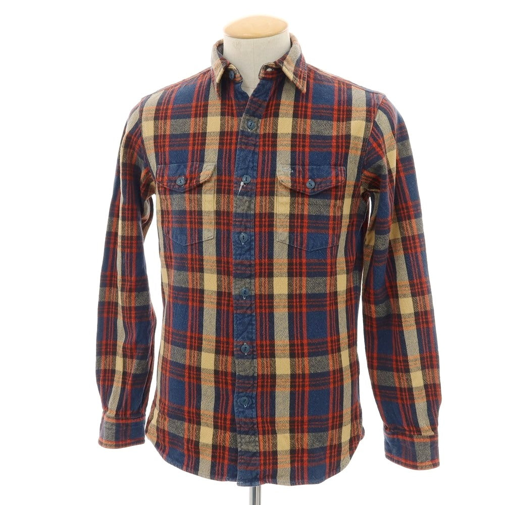 【中古】ダブルアールエル RRL DOUBLE RL コットン チェック レギュラーカラー カジュアルシャツ ネイビーxベージュ【サイズXS】【 状態ランクB 】【 メンズ 】