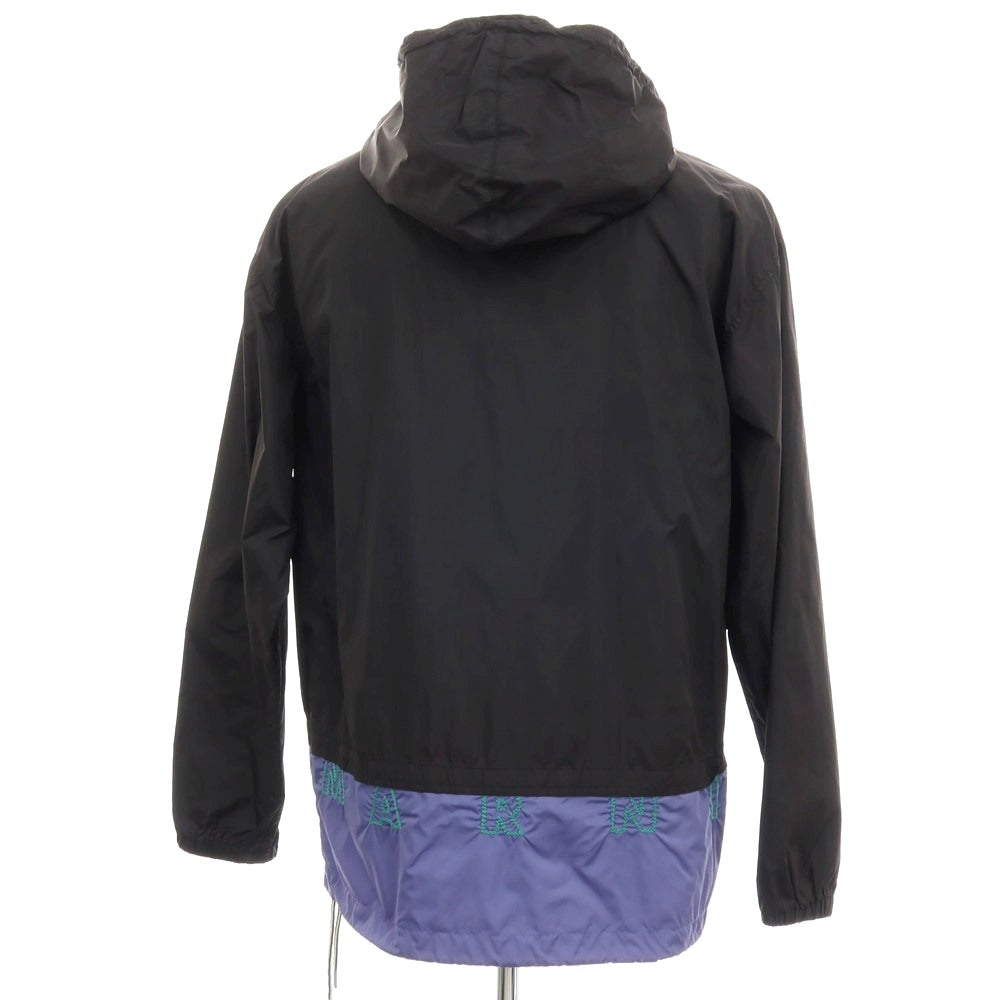 【中古】マルニ MARNI ナイロン フーデッド ジップアップブルゾン ブラックxスモークブルー【サイズ46】【 状態ランクC 】【 メンズ 】