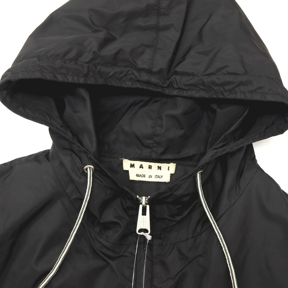 【中古】マルニ MARNI ナイロン フーデッド ジップアップブルゾン ブラックxスモークブルー【サイズ46】【 状態ランクC 】【 メンズ 】