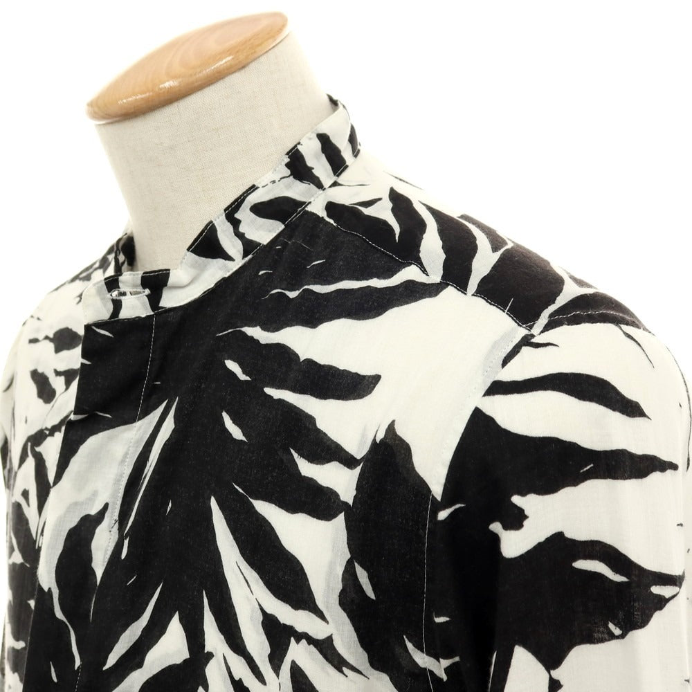 【中古】フリーマンズスポーティングクラブ FREEMANS SPORTING CLUB リネン バンドカラー カジュアルシャツ ブラックxホワイト【サイズS】【 状態ランクB 】【 メンズ 】