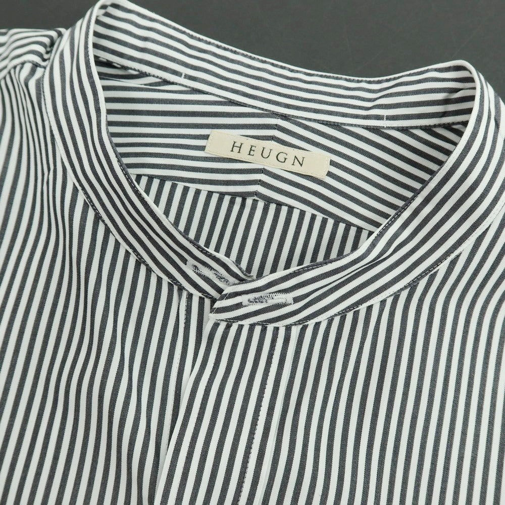 【中古】ユーゲン HEUGN コットン ストライプ カジュアルシャツ ブラックxホワイト【サイズ3】【 状態ランクB 】【 メンズ 】