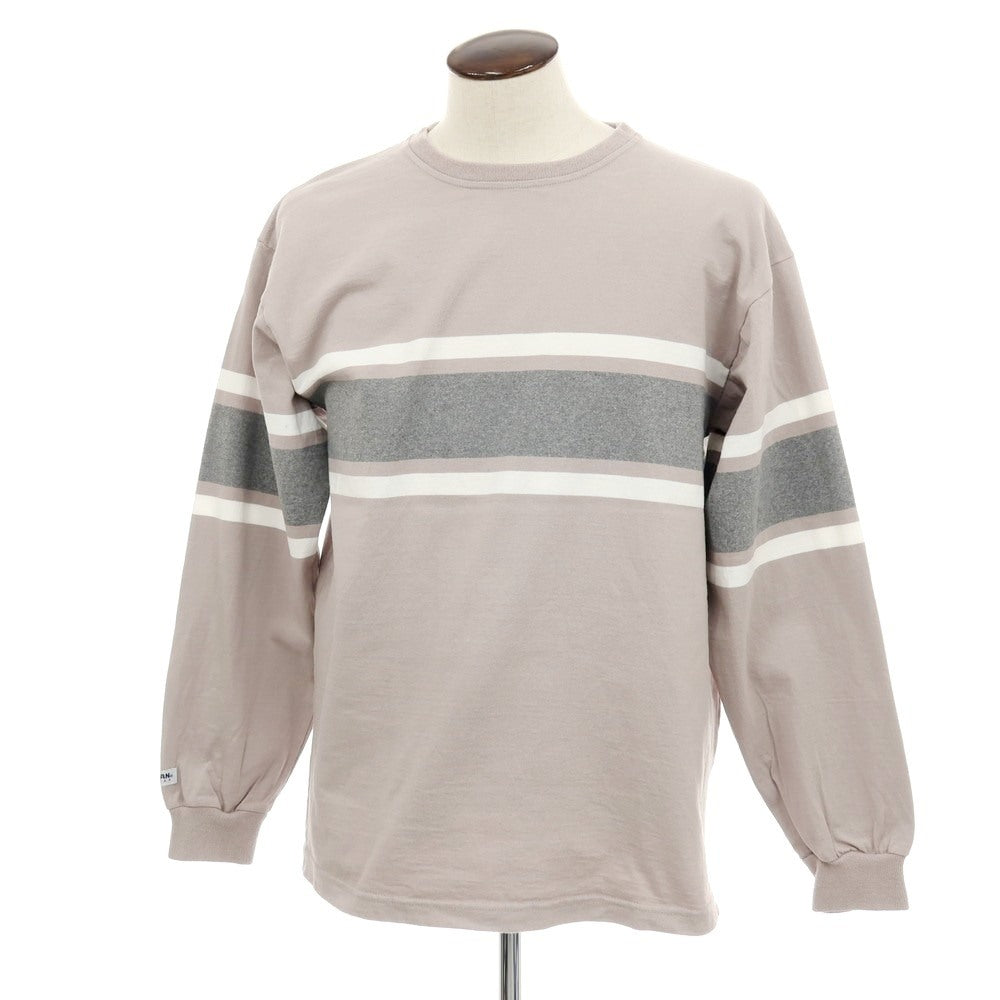 【中古】バーバリアン Barbarian コットン クルーネック 長袖Tシャツ グレージュxホワイト【 XL 】【 状態ランクC 】【 メンズ 】