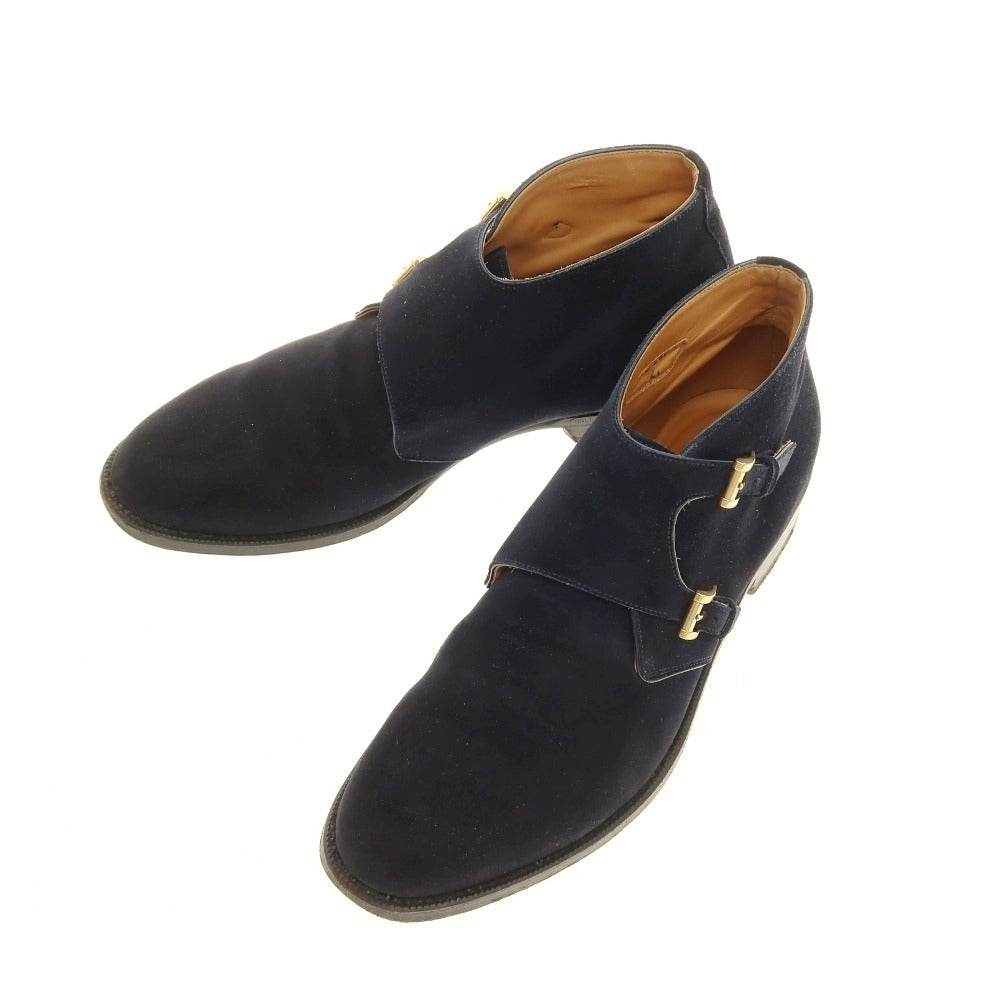 【中古】フラテッリジャコメッティ F.LLI Giacometti スエード ダブルモンク ブーツ ネイビー【サイズ41】【 状態ランクC 】【 メンズ 】