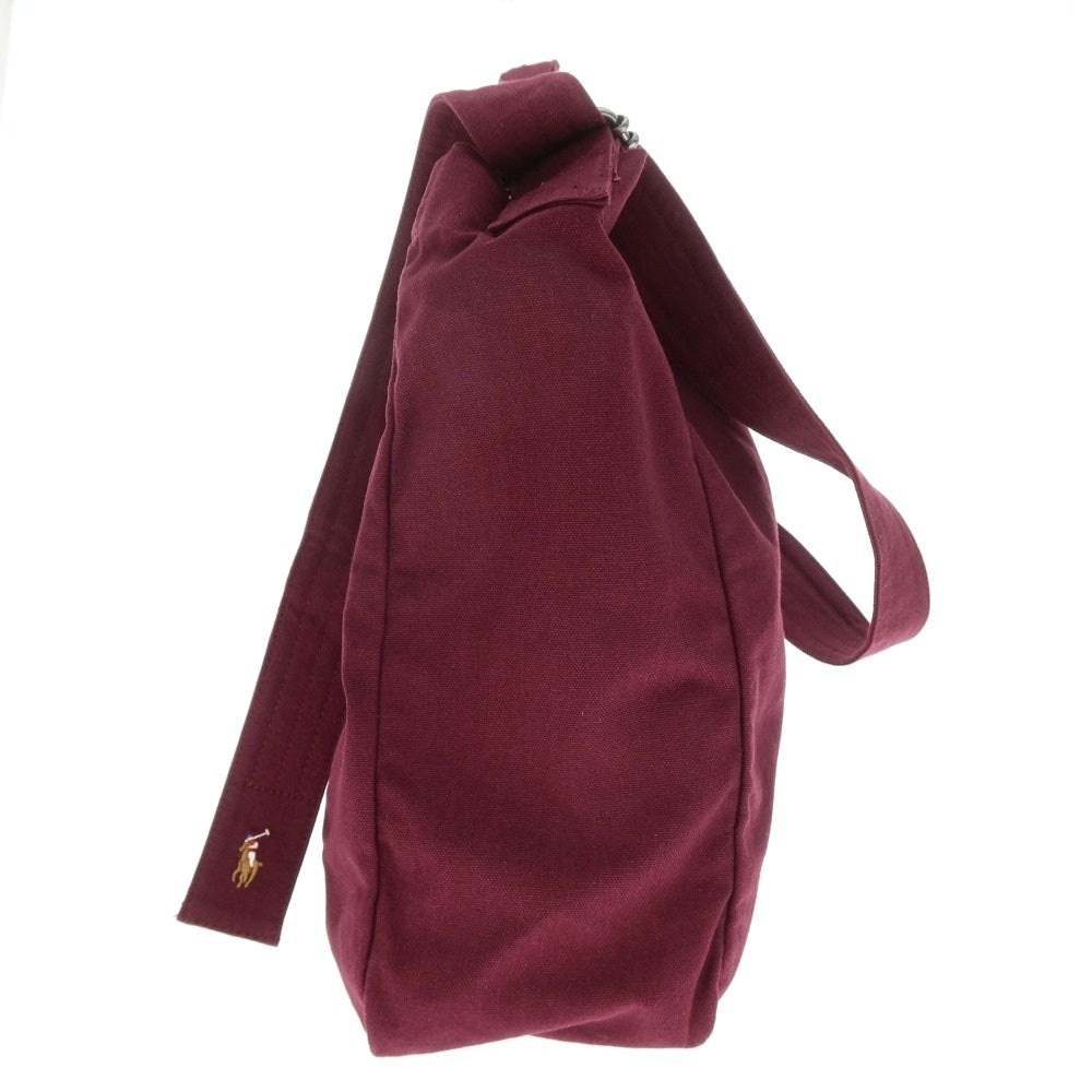 【中古】ポロ ラルフローレン Polo Ralph Lauren コットン ショルダーバッグ ワイン【 状態ランクB 】【 ユニセックス 】