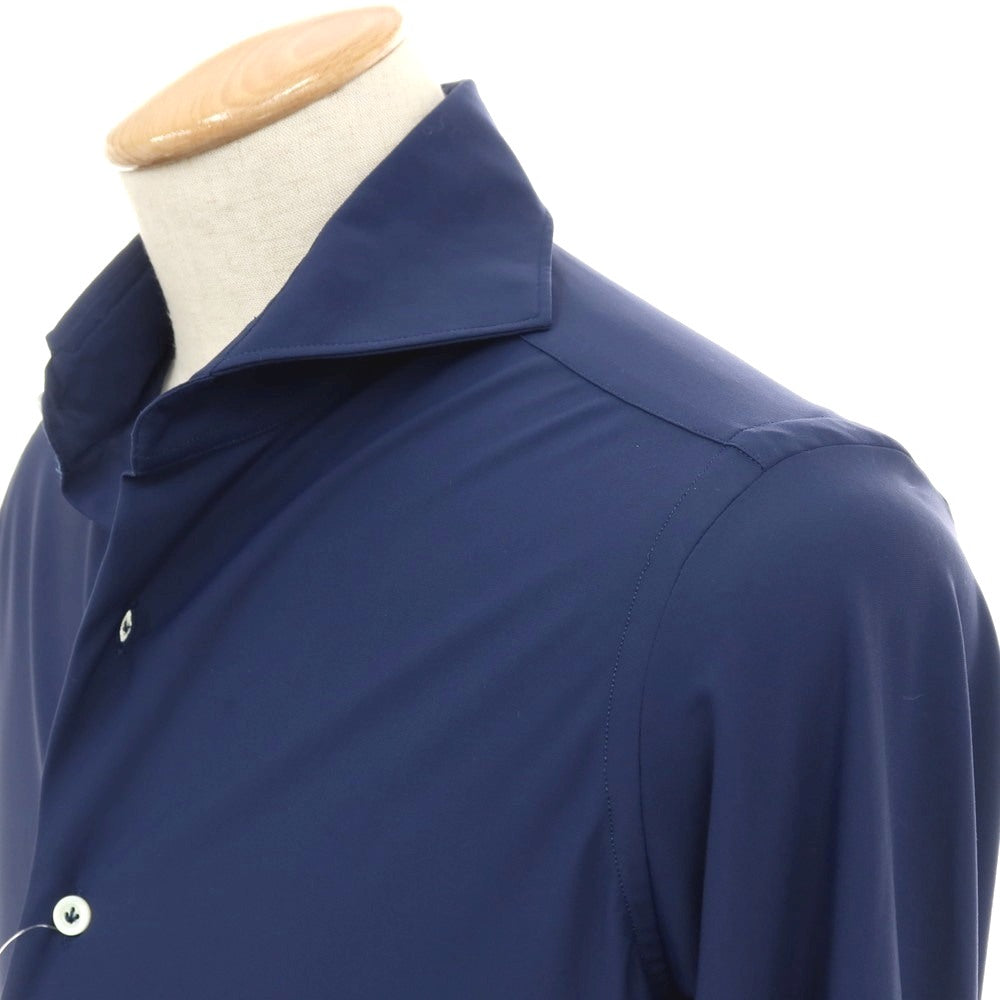 【中古】ジャンネット giannetto ナイロン ジャージー カッタウェイ カジュアルシャツ ネイビー【サイズ38】【 状態ランクB 】【 メンズ 】