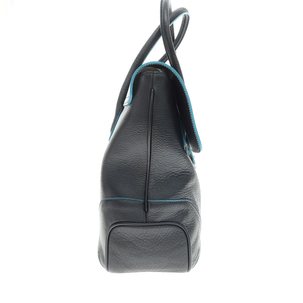 【中古】ペッレモルビダ PELLE MORBIDA VALS レザー トートバッグ ブラックxグリーンブルー【 状態ランクB 】【 メンズ 】