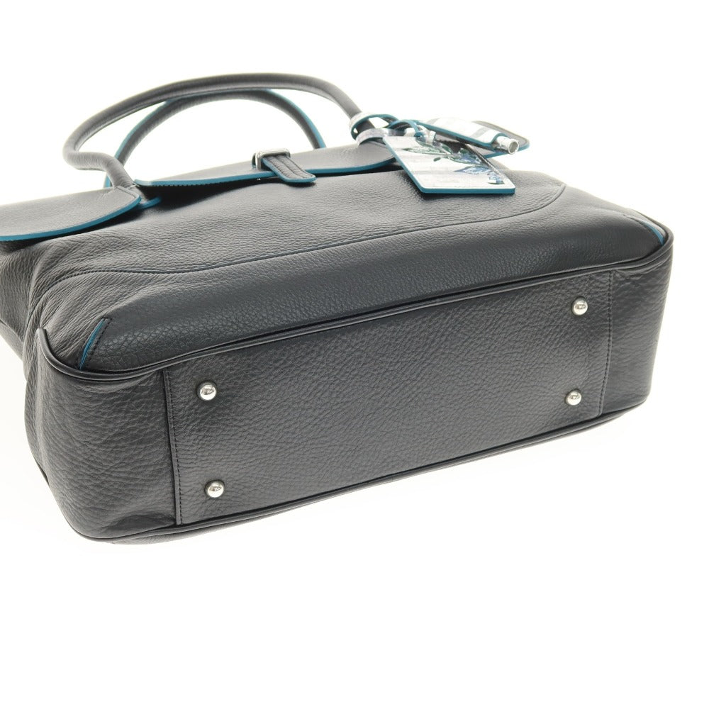 【中古】ペッレモルビダ PELLE MORBIDA VALS レザー トートバッグ ブラックxグリーンブルー【 状態ランクB 】【 メンズ 】