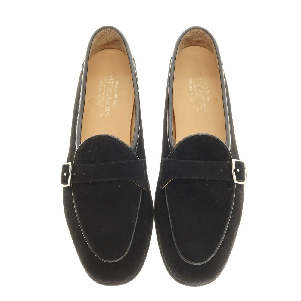 【中古】ユナイテッドアローズ UNITED ARROWS スエード ストラップローファー ブラック【サイズ43】【 状態ランクB 】【 メンズ 】