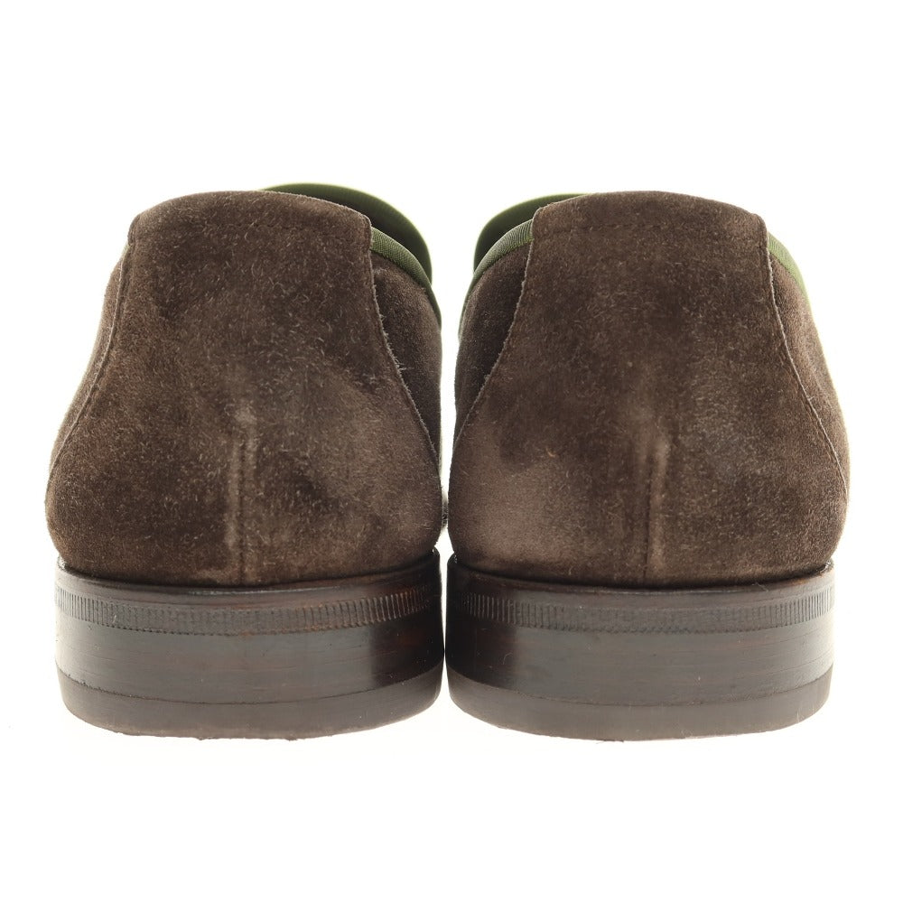 【中古】モレスキー MORESCHI スエード ヴァンプローファー ダークブラウンxモスグリーン【サイズ8】【 状態ランクB 】【 メンズ 】