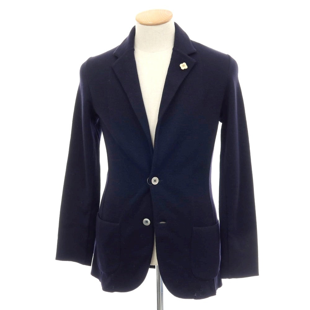 【中古】ラルディーニ LARDINI ウール 2B ニットジャケット ネイビー【 XS 】【 状態ランクB 】【 メンズ 】