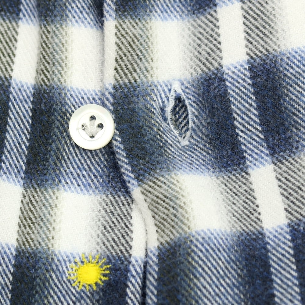 【中古】ジャンネット giannetto コットン チェック ホリゾンタルカラー カジュアルシャツ ネイビーxホワイト【サイズ37】【 状態ランクB 】【 メンズ 】