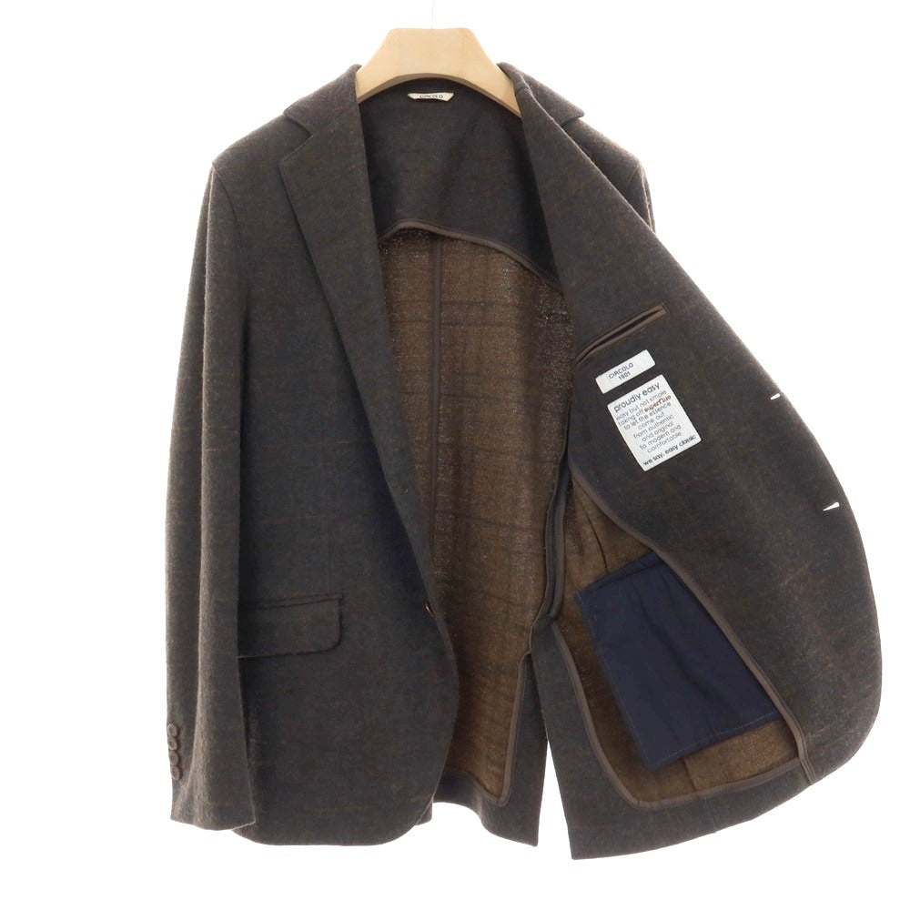 【中古】チルコロ1901 CIRCOLO 1901 コットンウールポリエステル ジャージー チェック 2B カジュアルジャケット ダークグレーxブラウン【 48 】【 状態ランクB 】【 メンズ 】