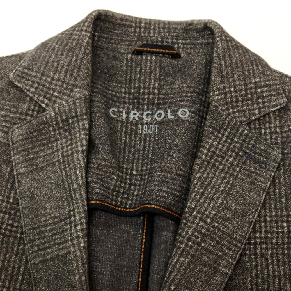 【中古】チルコロ1901 CIRCOLO 1901 コットン ジャージー グレンチェック 2B カジュアルジャケット グレイッシュブラウン【 48 】【 状態ランクC 】【 メンズ 】